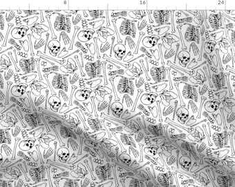Halloween Bones Fabric - Skeleton Bones White by spookishdelight - Spooky Medical Anatomy Xray Biology Fabric by the Yard by Spoonflower