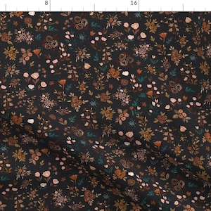 Floral Fabric - Darlene Floral By Crystal Walen - Ditsy Autumn Dark Earth Tones Brown Maroon Cotton Fabric By The Yard With Spoonflower