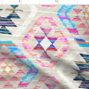Colorful Kilim Fabric - Large Scale Woven Textured Pastel Kilim - Cool Cream By Micklyn - Kilim Cotton Fabric By The Yard With Spoonflower