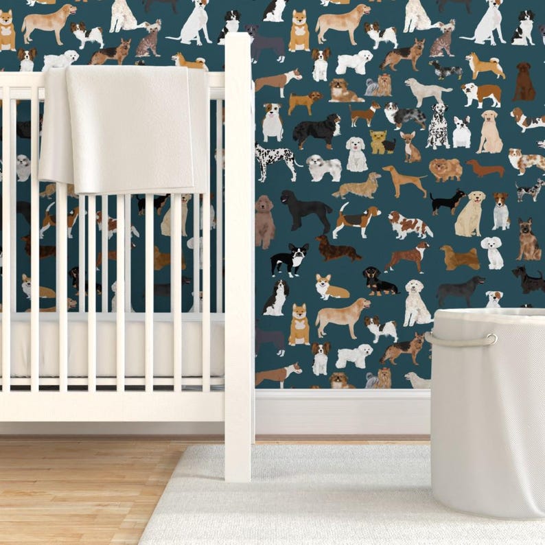Dogs Wallpaper - Cute Dogs Best Dogs By Petfriendly - Dog Breed Blue Custom Printed Removable Self Adhesive Wallpaper Roll by Spoonflower image 6