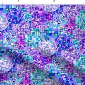 Mirror Ball Fabric - Dazzling Disco Mirror Ball Lights by designed_by_debby - Disco Ball Vintage Disco Fabric by the Yard by Spoonflower