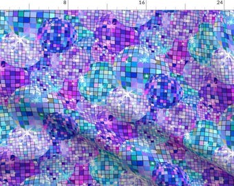 Mirror Ball Fabric - Dazzling Disco Mirror Ball Lights by designed_by_debby - Disco Ball Vintage Disco Fabric by the Yard by Spoonflower