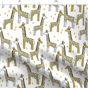 Giraffe Fabric - Geometric Mustard and White Animal Baby Nursery Neutral Yellow By Andrea Lauren -Cotton Fabric By The Yard With Spoonflower