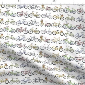 Bikes Fabric - Vintage Bikes By Lesliezemsky - Bikes Bicycling Retro Vintage Summer Upholstery Cotton Fabric By The Yard With Spoonflower