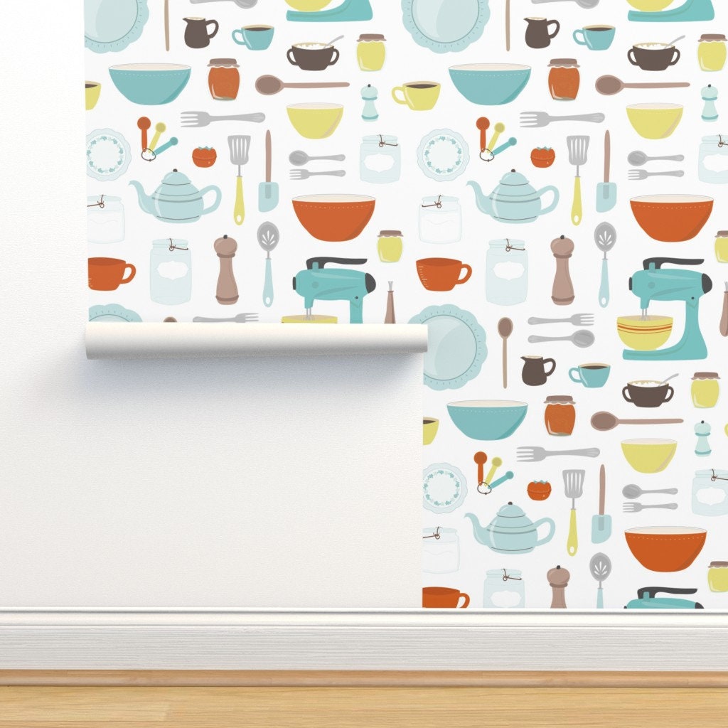 Vintage Kitchen Wallpaper My Vintage Kitchen by - Etsy Vintage Kitchen Wallpaper My Vintage Kitchen by - Etsy
