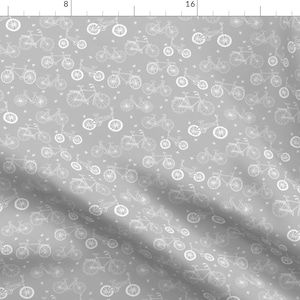 Bicycle Fabric - Bicycles // Gray White Bike Bicycles Monochrome Minimal Gray By Andrea Lauren - Cotton Fabric By The Yard With Spoonflower