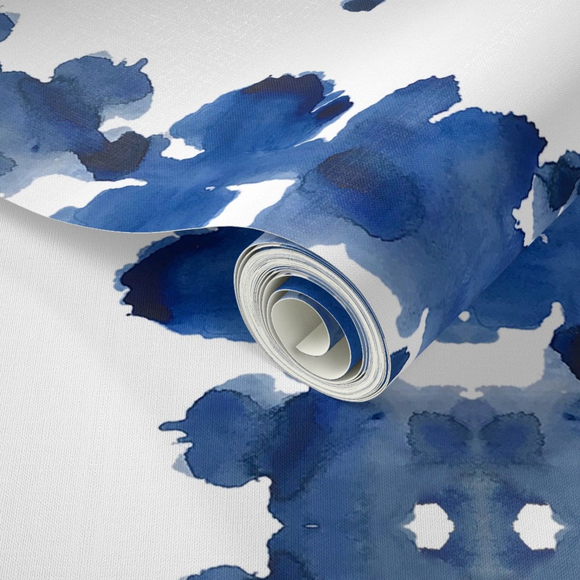 Ink Blot Wallpaper Indigo Double Inkblot by Danika Herrick - Etsy