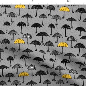 Yellow Umbrella Fabric One Yellow Umbrella By Celebrindal Spring Rain Nursery Decor Cotton Fabric By The Yard With Spoonflower image 1