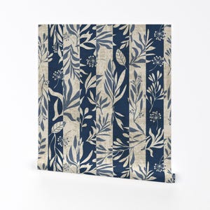 Plant Removable Peel and Stick Wallpaper - Leaves - Wall Art Wall Decor - Sophisticated Stripes by perladesign