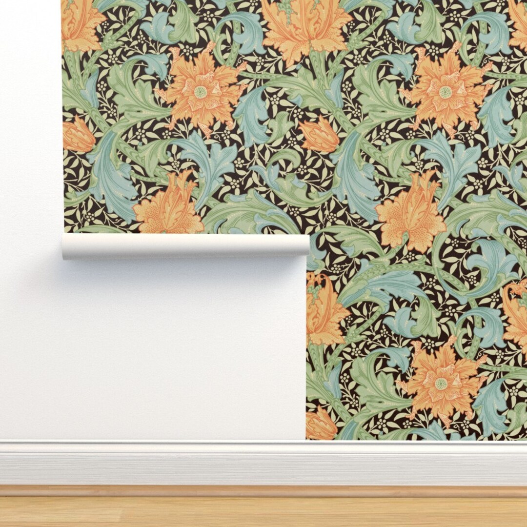 Floral Wallpaper Single Stem By Peacoquettedesigns Green - Etsy España