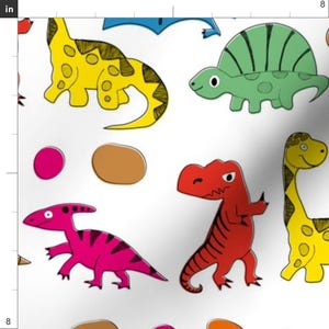 Dinosaur Fabric - Dino Parade By Vannina - Dinosaurs Rainbow Children's Baby Nursery Cotton Fabric By The Yard With Spoonflower image 3