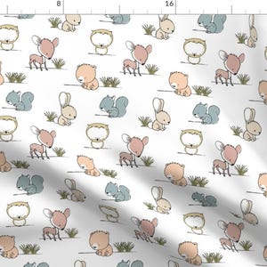 Woodland Nursery Fabric - Woodland Babies || Grass On White By Littlearrowdesign - Nursery Animal Cotton Fabric By The Yard With Spoonflower