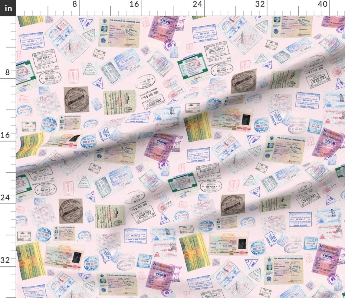 Passport Fabric Colorful Global Traveling International Etsy