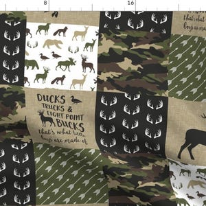 So Deerly Loved - Ducks Trucks Eight Point Bucks Patchwork Woodland Wholecloth By Littlearrowdesign - Fabric by the Yard with Spoonflower