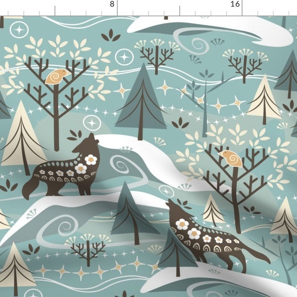 Scandi Wolves Fabric - Grey Wolves--Song Of Life By Wolflingblue - Gray Wilderness Mountains Howl Cotton Fabric By The Yard With Spoonflower