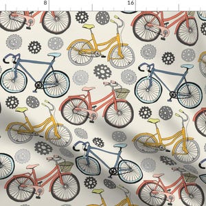 Cycling Fabric - Just Keep Pedalling By Tangerine-Tane - Cycling Bicycle Bike Wheels Home Decor Cotton Fabric By The Yard With Spoonflower