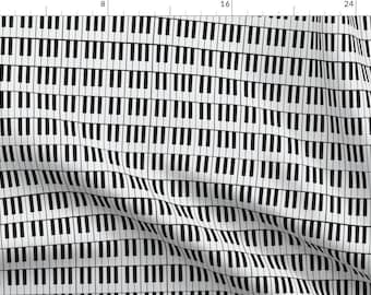 Piano Keys Fabric - Small Piano Stripes by wildwater - Small Scale Music Musician Pianist Gift Black White Fabric by the Yard by Spoonflower