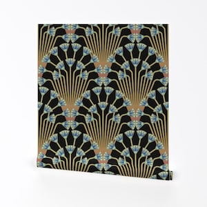Flower Wallpaper - Papyrus Flowers (Dark) - Half Size By Analinea - Custom Printed Removable Self Adhesive Wallpaper Roll by Spoonflower