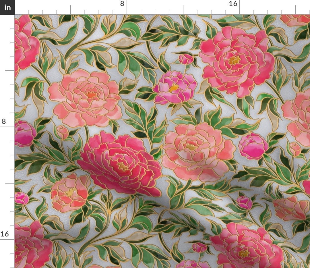 Elegant Chintz Fabric Glass Painting by Geetanjali_behera Pink People Stained Glass Look Peach