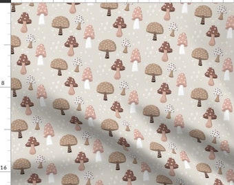 Boho Mushrooms Fabric - Toadstools by aliwilsondesign - Muted Colors Woodland Brown Gray Blush Pink  Fabric by the Yard by Spoonflower