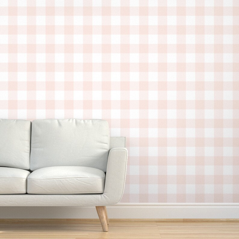 Pink Gingham Wallpaper Pink and White Gingham by Etsy