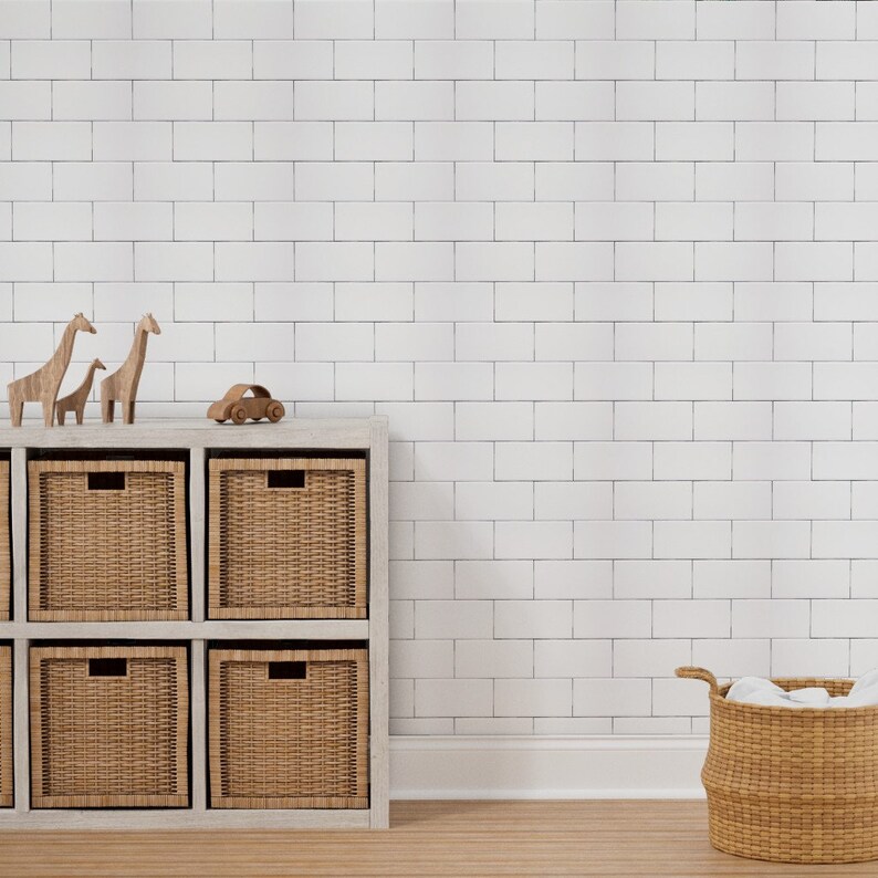 Subway Tile Wallpaper Subway Tile by Littlerhodydesign - Etsy