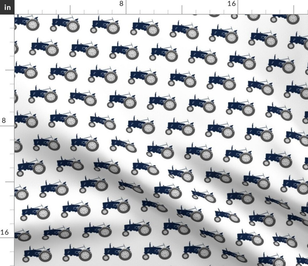Tractors Fabric Tractors Navy and Dusty Blue Farm Collection Etsy