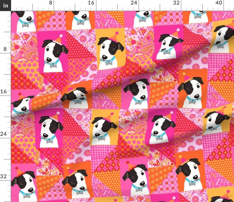 Dog Fabric Zig Zag Puppy by Bzbdesigner Patchwork Puppy Etsy