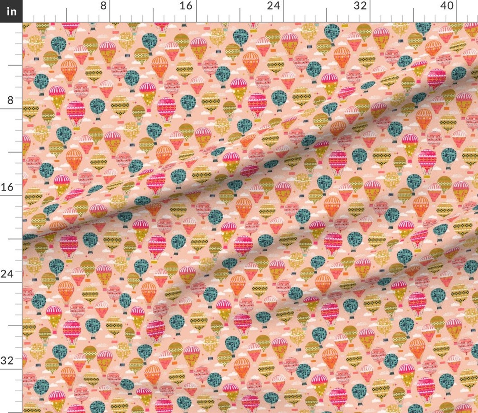Hot Air Balloon Fabric Hot Air Balloons Pink Small Cute Etsy