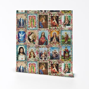 Catholic Saints Removable Peel and Stick Wallpaper - Religious Catholic - Wall Art Wall Decor - Catholic Saints Collage by anette_teixeira