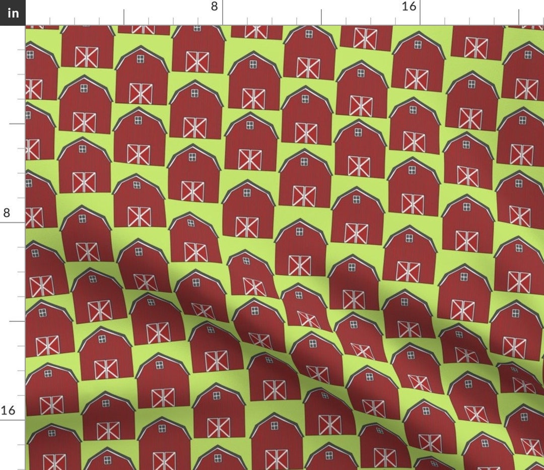 Barn Yard Fun Fabric Barn Owl Barns on Celery by Kheckart Etsy