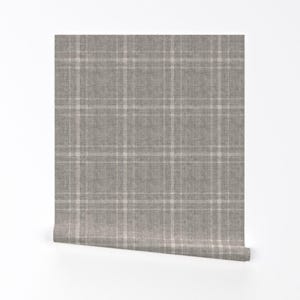 Graue Tartan Tapete zum Abziehen und Aufkleben - Bauernhaus Academia Grau kariert - Wandkunst Wanddekor - Grau kariert von sugarpinedesign