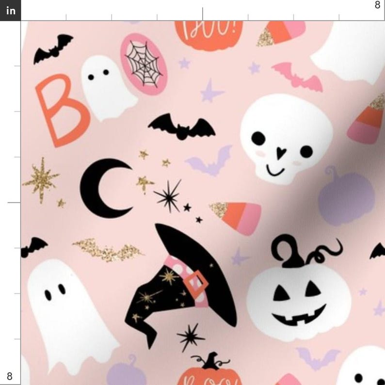 Spooky Cute Fabric - Spooky Cute Halloween By Hipkiddesigns - Blush Pink Halloween Ghosts Bats Cotton Fabric By The Yard With Spoonflower image 3