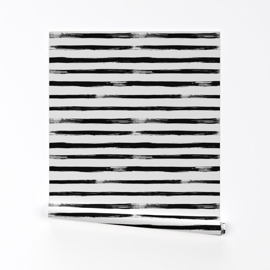 Black Striped Wallpaper - Black and White Stripes Watercolor by ...