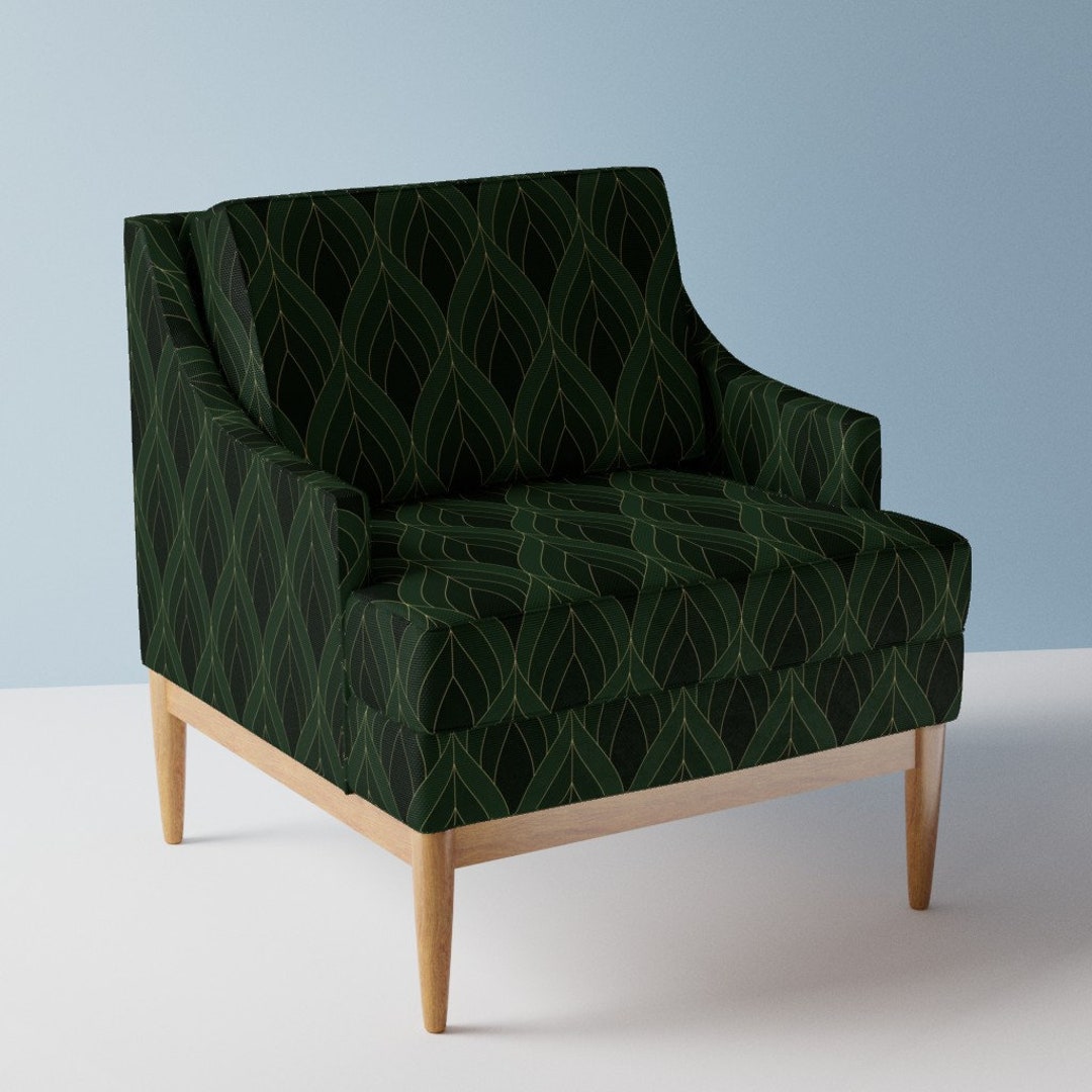 Photo inspiration: Picture Idea: Forest Green Upholstery Fabric Art Deco Leaves By Fischkandi Art