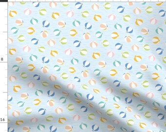 Summer Beach Ball Apparel Fabric - Small Beach Balls by pruemelanie_ - Whimsical Fun Cute Happy Cheerful Clothing Fabric by Spoonflower