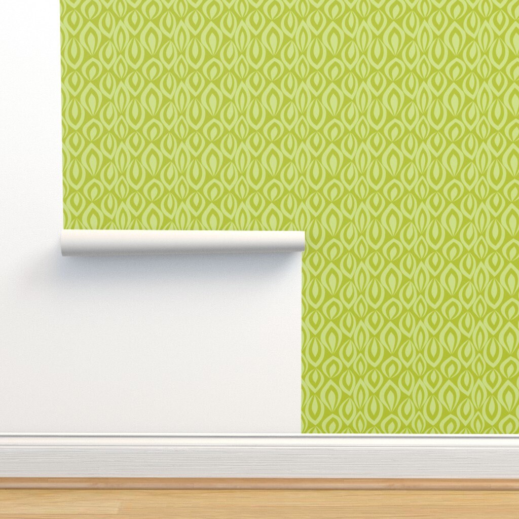 Chartreuse green color combination complete texture concrete finished  embossed designs Leafy surface home décor wallpaper