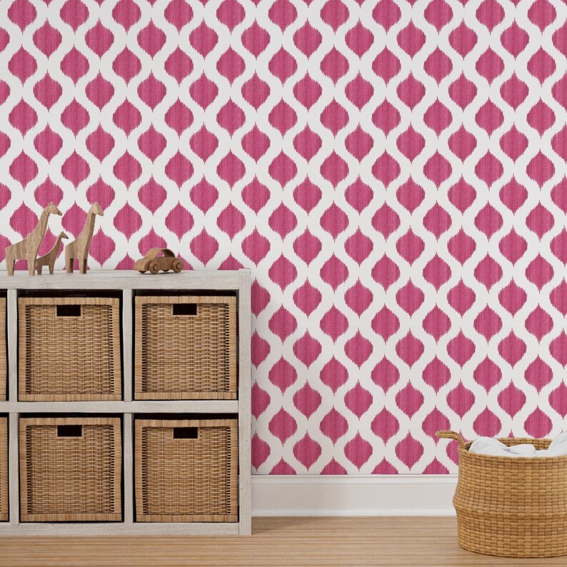 Pink Ikat Wallpaper Lela Ikat in Fuchsia by Etsy
