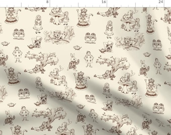 Alice In Wonderland Toile Fabric - Alice In Wonderland Toile By Mytinystar - Fairytale Storybook Cotton Fabric By The Yard With Spoonflower