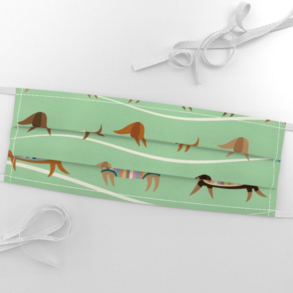 Striped Wiener Dog Fabric Wiener Dogs on Parade in Green by Etsy