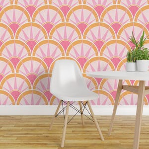 Scallop Pattern Wallpaper - Pink And Orange By Suzzincolour - Scallop Custom Printed Removable Self Adhesive Wallpaper Roll by Spoonflower