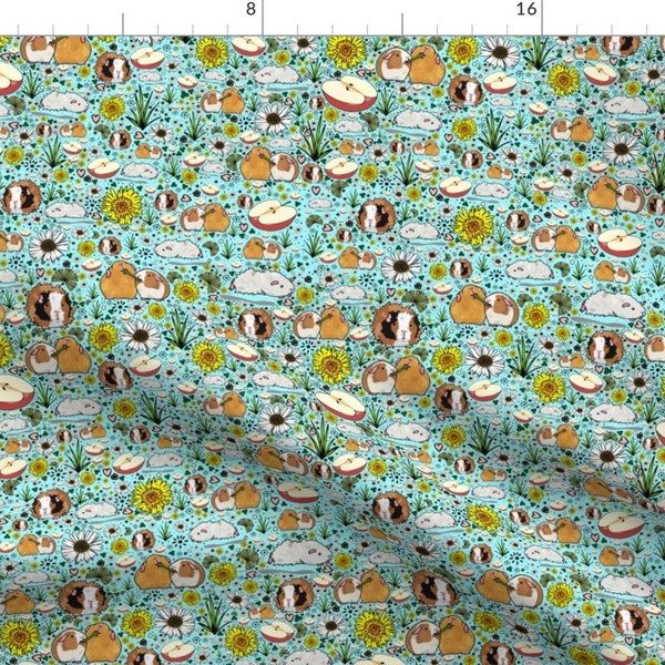 Guinea Pig Fabric - Guinea Pigs On Blue By Nemki - Guinea Pig Cotton Fabric By The Yard With Spoonflower