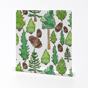 Forest Trees Wallpaper - Pine Life By Annmariedrury- Green Brown Nature Custom Printed Removable Self Adhesive Wallpaper Roll by Spoonflower