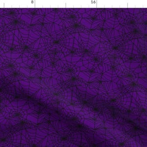 Dark Purple Spider Webs Halloween Pattern Fabric - Gothic Purple Webs By Thewellingtonboot - Dark Cotton Fabric By The Yard With Spoonflower