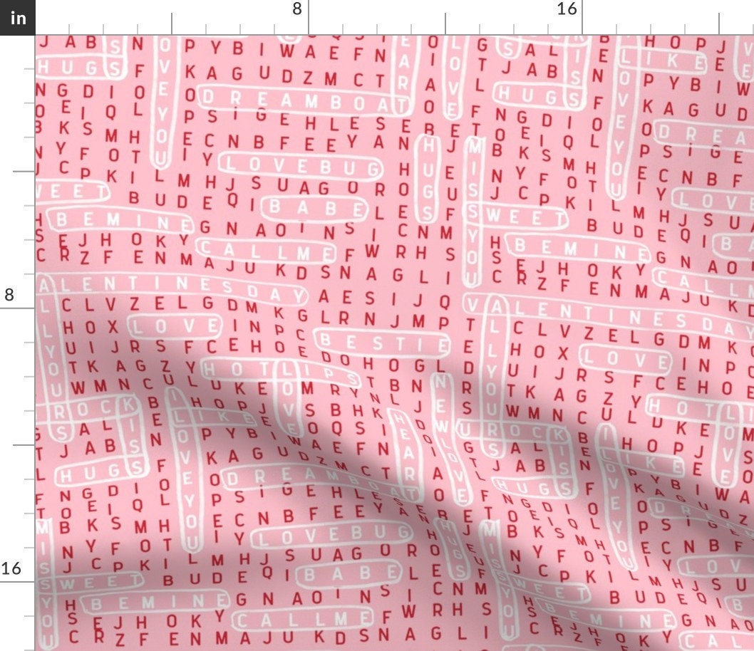 Crossword Fabric Valentines Word Search Love Crossword Etsy