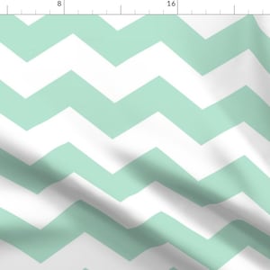 Chevron Fabric - Chevron Lg Mint Green By Misstiina - Chevron Mint Green White Modern Home Decor Cotton Fabric By The Yard With Spoonflower
