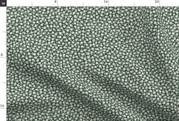 Cottagecore Fabric - Ditsy Floral Green by erin__kendal - Small Flowers Garden Farmhouse Rustic Prairie Fabric by the Yard by Spoonflower