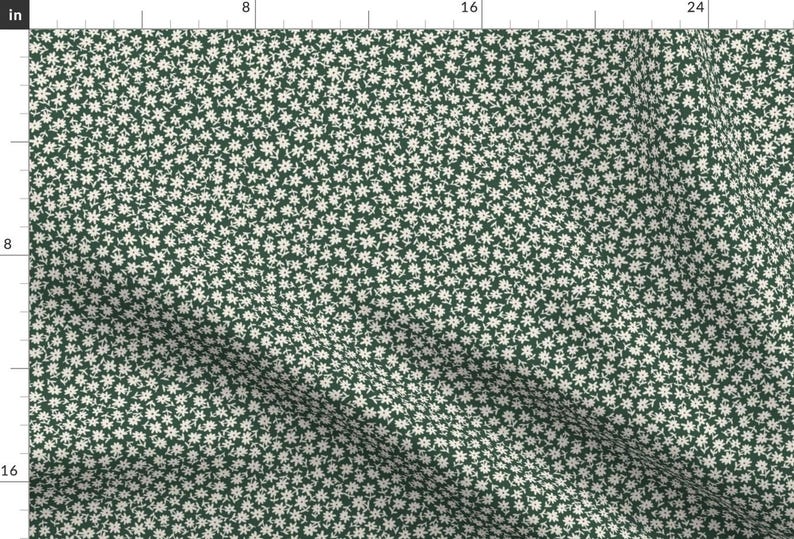Cottagecore Fabric - Ditsy Floral Green by erin__kendal - Small Flowers Garden Farmhouse Rustic Prairie Fabric by the Yard by Spoonflower image 1