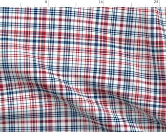Patriotic Plaid Fabric - Red White And Blue Independence Day Fabric By Charlottewinter - July 4th Cotton Fabric By The Yard With Spoonflower