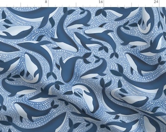 Whales Fabric - The Humpback Whale Dance By Damaste - Blue Nautical Ocean Creatures Sea Life Cotton Fabric By The Yard With Spoonflower
